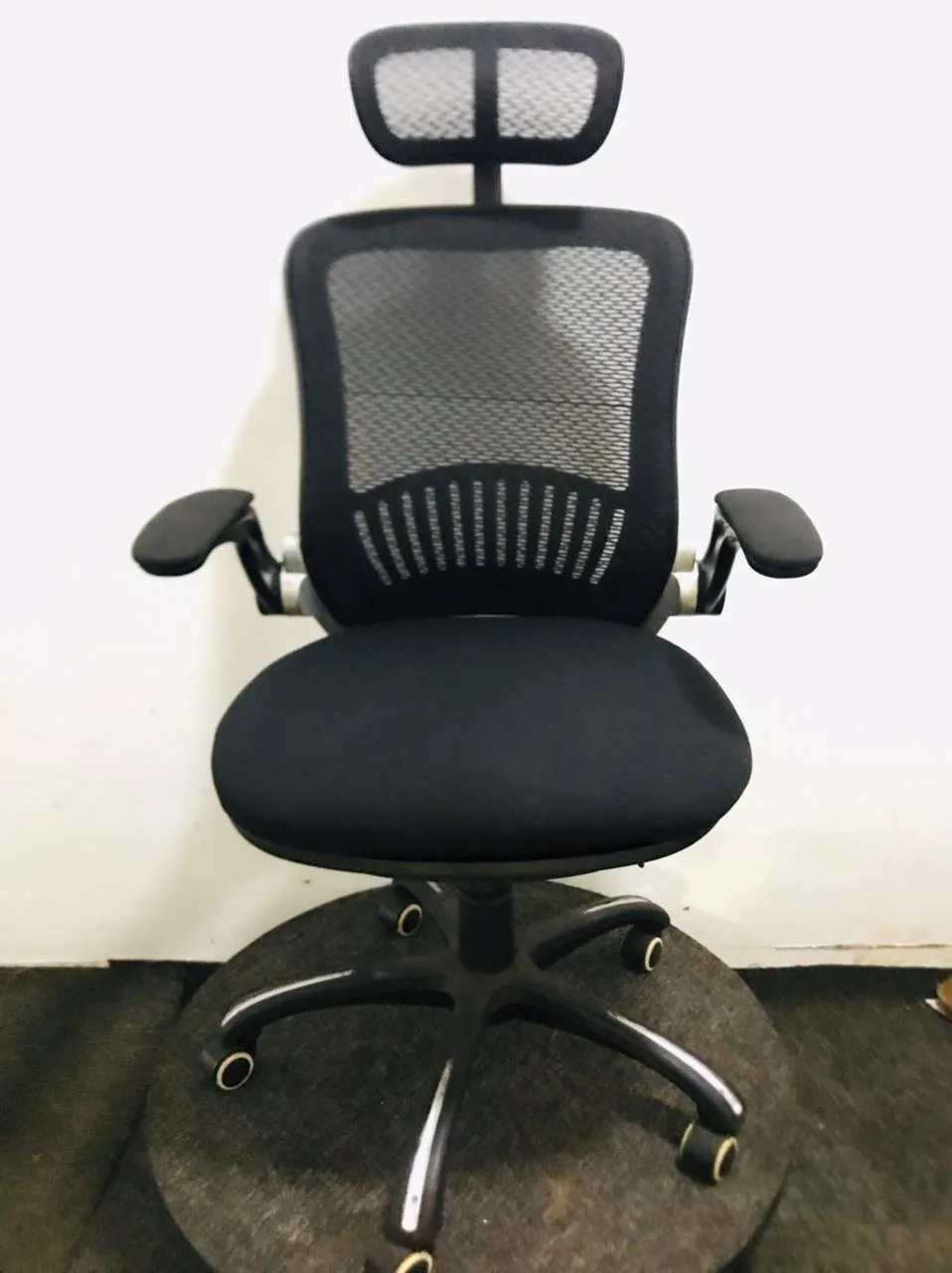 Office Star EM Series Bonded Leather Manager’s Adjustable Office Desk chair With Head Rest, Front