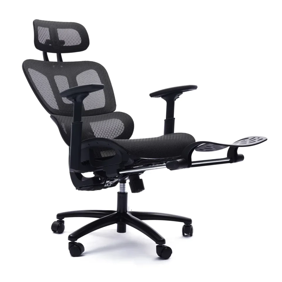 Sealy Huxley Black High-Back Mesh Ergonomic Office Chair with Footrest and 3D Armrests